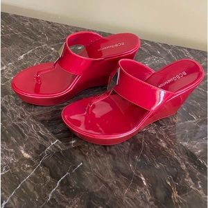 Red BCBG WEDGE SANDALS